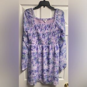 NWT Sugar & Jade Purple Print Smocked Dress Tween Girl Size XXL